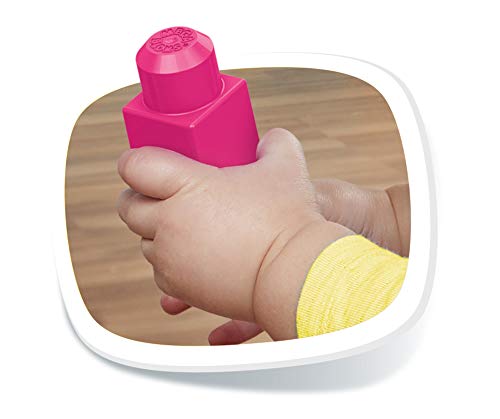 Mega Bloks Juego de construcciones 80 piezas con bolsa ecológica rosa, juguete bebé +1 año (Mattel DCH62)