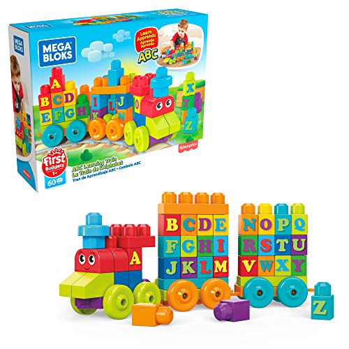 MEGA Bloks Tren de Aprendizaje ABC, jueguete de construcción para bebé +1 año (Mattel DXH35)