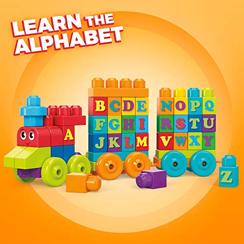MEGA Bloks Tren de Aprendizaje ABC, jueguete de construcción para bebé +1 año (Mattel DXH35)