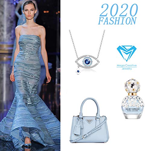 MEGA CREATIVE JEWELRY Collar para Mujer con Cristales Swarovski Ojo Azul Mano Hamsa