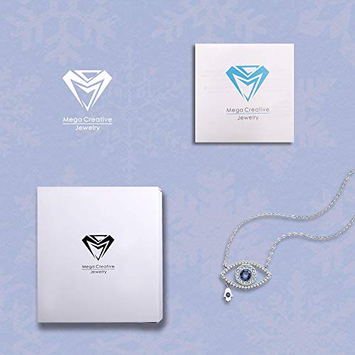 MEGA CREATIVE JEWELRY Collar para Mujer con Cristales Swarovski Ojo Azul Mano Hamsa