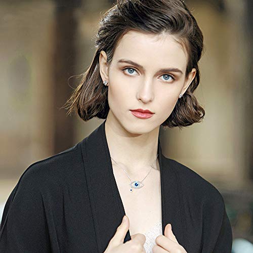 MEGA CREATIVE JEWELRY Collar para Mujer con Cristales Swarovski Ojo Azul Mano Hamsa