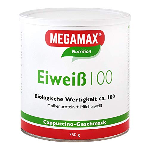 MEGAMAX Nutrition Eiweiß 100 Pulver Cappuccino-Geschmack, 750 g Polvo