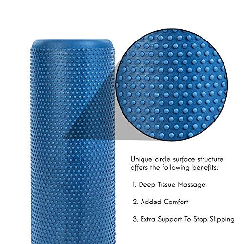 MEGLIO Rodillo de Masaje de Alta Densidad (90cm). Ideal para Masajes y Liberación Miofascial Fitness, Yoga, Pilates. Color Azul con guía de Ejercicio Gratis