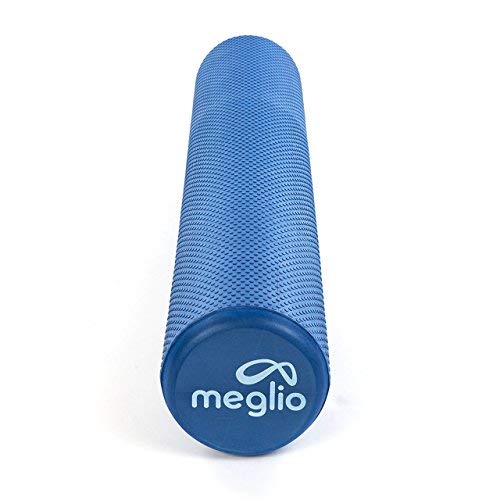 MEGLIO Rodillo de Masaje de Alta Densidad (90cm). Ideal para Masajes y Liberación Miofascial Fitness, Yoga, Pilates. Color Azul con guía de Ejercicio Gratis