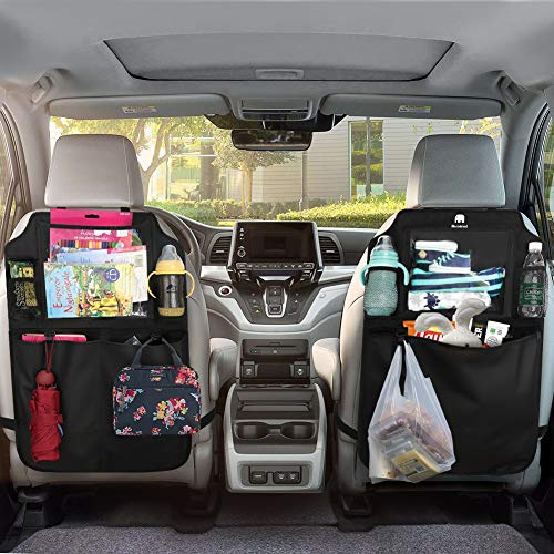 Meinkind Organizador Coche, Impermeable Protector Trasero del Asiento de Coche, Protector Asiento Coche niños, 2 PCS para Bebe, Multi-Bolsillo Organizador Asiento Coche - Tableta de Soporte