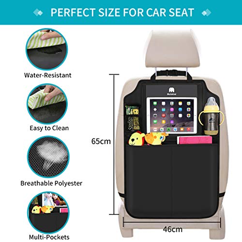 Meinkind Organizador Coche, Impermeable Protector Trasero del Asiento de Coche, Protector Asiento Coche niños, 2 PCS para Bebe, Multi-Bolsillo Organizador Asiento Coche - Tableta de Soporte