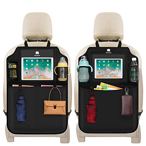 Meinkind Organizador Coche, Impermeable Protector Trasero del Asiento de Coche, Protector Asiento Coche niños, 2 PCS para Bebe, Multi-Bolsillo Organizador Asiento Coche - Tableta de Soporte