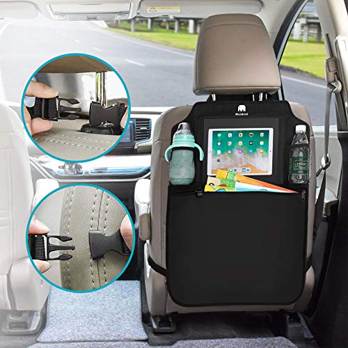Meinkind Organizador Coche, Impermeable Protector Trasero del Asiento de Coche, Protector Asiento Coche niños, 2 PCS para Bebe, Multi-Bolsillo Organizador Asiento Coche - Tableta de Soporte