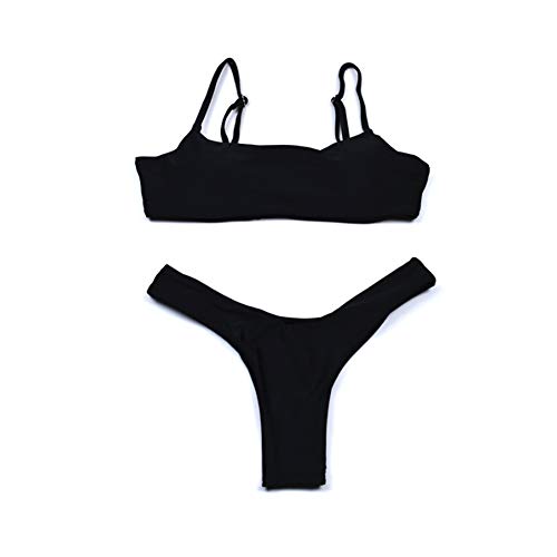 meioro Conjuntos de Bikinis para Mujer Push Up Bikini Traje de baño de Tanga de Cintura Baja Trajes de baño Adecuado Viajes Playa La Natacion (L, Negro)