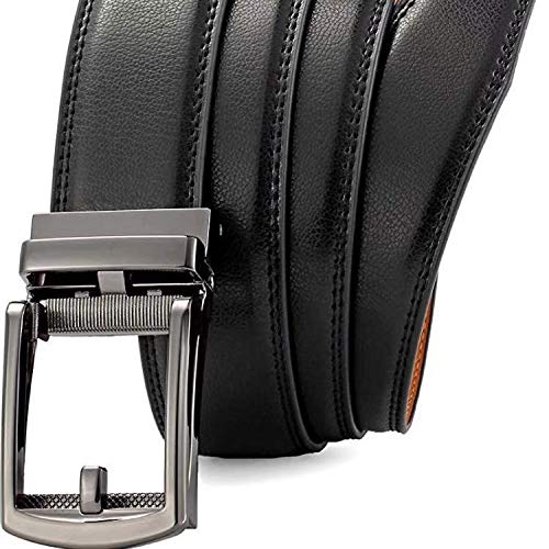 Meiruier Cinturón Cuero Hombre, Cinturón Para Hombres, Cinturones Piel con Hebilla Automática - Traje Para Ropa Formal/Jeans,Sencillo y Clásico Perfecto Regalo (Negro # 5)