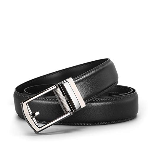 Meiruier Cinturón Cuero Hombre, Cinturón Para Hombres, Cinturones Piel con Hebilla Automática - Traje Para Ropa Formal/Jeans,Sencillo y Clásico Perfecto Regalo (Negro # 5)