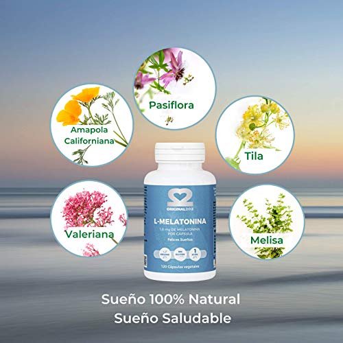 MELATONINA 1,8 mg 100% natural Para Mejorar y Conciliar el Sueño, Dormir Bien y Saludable Vegano, Sin Gluten Tratamiento para 4 meses 120 Cápsulas Vegetales