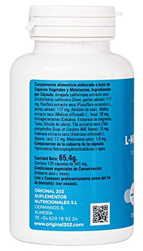 MELATONINA 1,8 mg 100% natural Para Mejorar y Conciliar el Sueño, Dormir Bien y Saludable Vegano, Sin Gluten Tratamiento para 4 meses 120 Cápsulas Vegetales