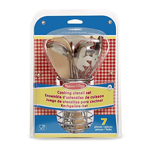 Melissa & Doug- Let's Play House Stir & Serve Utensilios Cocina de Juguete, Color plateado (19351) , color/modelo surtido