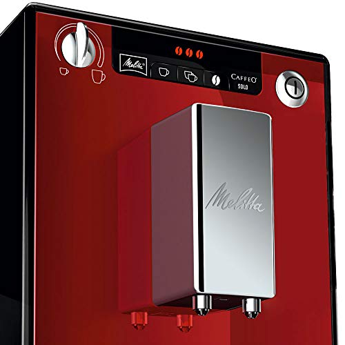 Melitta Caffeo Solo E950-104, Cafetera Automática con Molinillo, 15 Bares, Café en Grano para Espresso, Limpieza Automática, Personalizable, Rojo