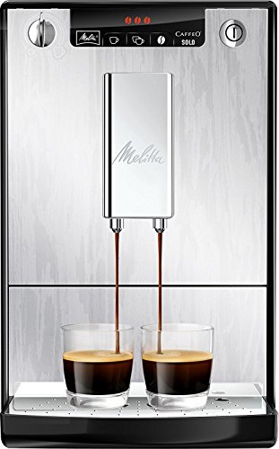 Melitta Caffeo Solo E950-111, Cafetera Automática con Molinillo, 15 Bares, Café en Grano para Espresso, Limpieza Automática, Personalizable, Plata Orgánica