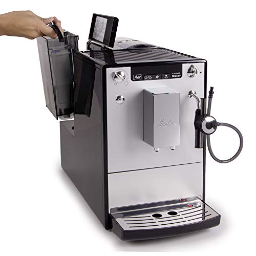 Melitta Caffeo Solo&Perfect Milk E957-103, Cafetera Automática con Molinillo, Auto Capuchinador, 15 Bares, Café en Grano, Limpieza Automática, Personalizable, Plata
