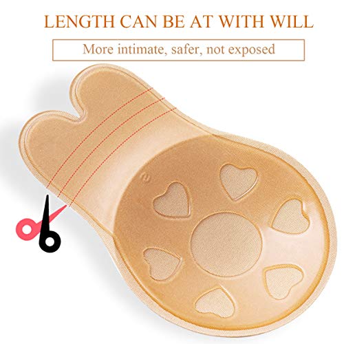 MELLIEX 2 Pares Pezoneras de Invisibles Reutilizables, Cubierta de Pezón Push up Sujetador Etiqueta de Adhesiva de Ajustable para Mujer, Desnudo y Negro