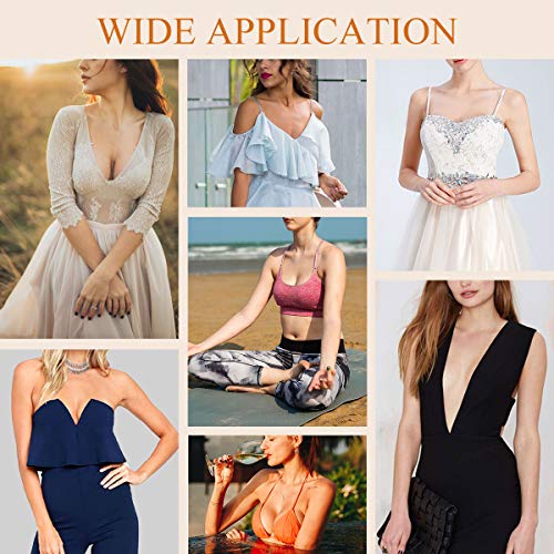 MELLIEX 2 Pares Pezoneras de Invisibles Reutilizables, Cubierta de Pezón Push up Sujetador Etiqueta de Adhesiva de Ajustable para Mujer, Desnudo y Negro