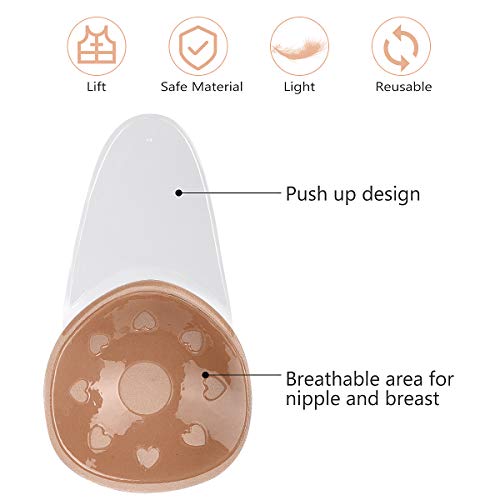 MELLIEX 2 Piezas Sujetador Adhesivo, Push Up Sujetador Sin Tirantes Invisible Silicona Sujetador Reutilizable Sin Espalda para Vestidos de Noche Vestidos de Baile