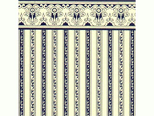 Melody Jane Casa de Muñecas Regio Franja Azul sobre Crema Miniatura Dibujo 1:24 Escala Papel Pintado