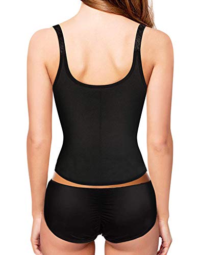 Memoryee Faja Reductora Mujer Camisetas Sauna Adelgazantes Cinturón de Entrenamiento para Mujeres Corsé/Negro/XL