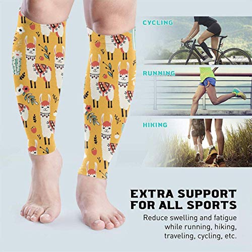 Men Women Lovely Llamas Flowers Calf Compression Sleeve Fashion Leg Support Calf Guards Sleeves Calf Pain Relief for Running