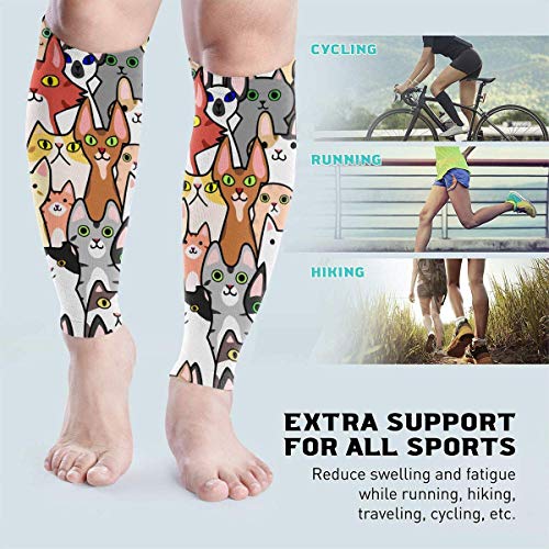 Men Women Night Funny Cats Calf Compression Sleeve Colored Leg Support Calf Guards Sleeves Calf Pain Relief for Running
