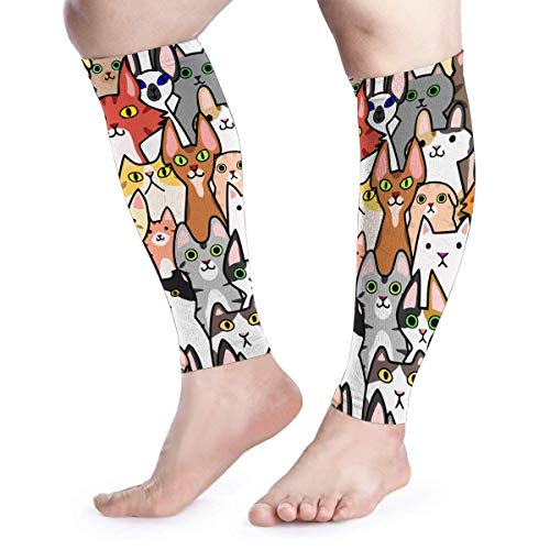 Men Women Night Funny Cats Calf Compression Sleeve Colored Leg Support Calf Guards Sleeves Calf Pain Relief for Running