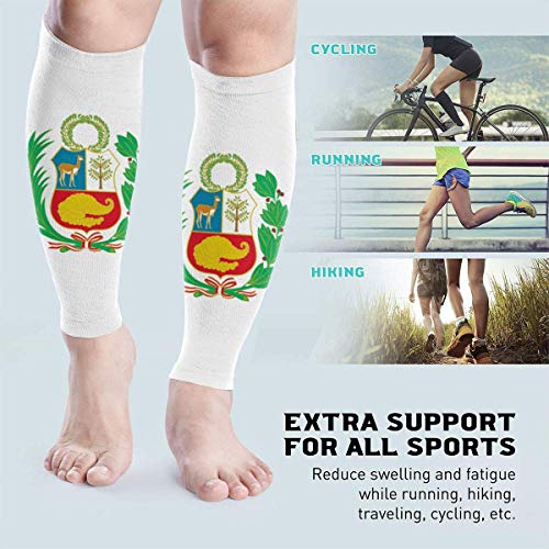 Men Women Peru Flag Calf Compression Sleeve Colored Leg Support Calf Guards Sleeves Calf Pain Relief for Running