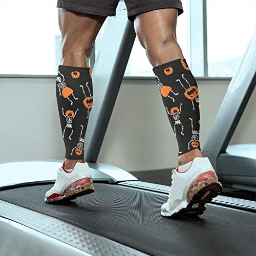 Men Women Skull and Pumpkin Dancing Calf Compression Sleeve Fashion Leg Support Calf Guards Sleeves Calf Pain Relief for Running