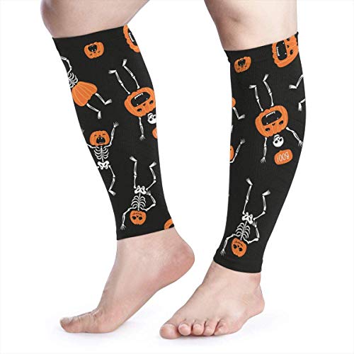 Men Women Skull and Pumpkin Dancing Calf Compression Sleeve Fashion Leg Support Calf Guards Sleeves Calf Pain Relief for Running