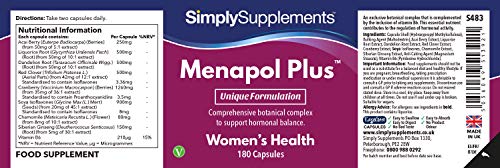 Menapol Plus - Para la menopausia - ¡Bote para 6 meses! - Apto para veganos - 360 cápsulas - SimplySupplements