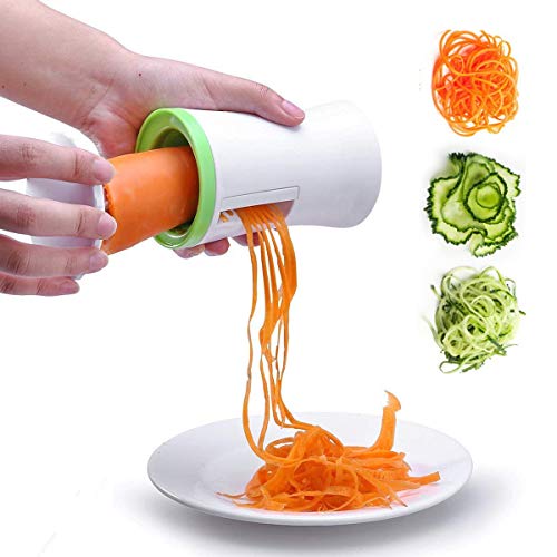 mengger Cortador en espiral mano para gemüsespaghetti de 3 cuchillas manual kartoffelspirale verduras hobe pepino Cortador Rallador de verduras zanahoria calabacines pepino calabaza