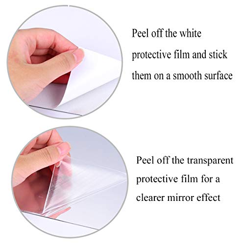 mengger Espejo Pared Adhesivo Flexibles Láminas Hoja Conjunto Decorativos Cuadrado Acrílico Auto-Adhesivas Pegatinas Azulejos para Decoración del Hogar 12 Piezas Espejo