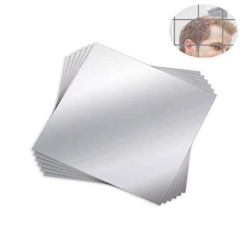 mengger Espejo Pared Adhesivo Flexibles Láminas Hoja Conjunto Decorativos Cuadrado Acrílico Auto-Adhesivas Pegatinas Azulejos para Decoración del Hogar 12 Piezas Espejo