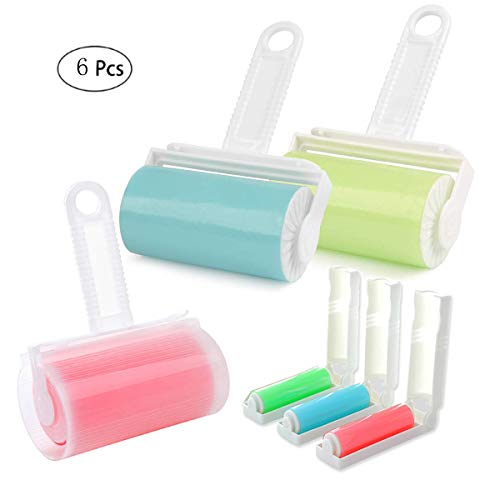 mengger Rodillo pegajosos Pelusa Lavable Ropa Adhesivo 6PCS quitapelusas Limpiador Lavable Reutilizable Removedor Perro Gato Pelo Mascota Cepillo Rodillos