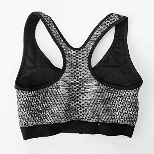 Mengmiao Mujer Imprimiendo Sujetador Yoga Deportivo Cremallera Delantera con Relleno Sujetadores Gris M