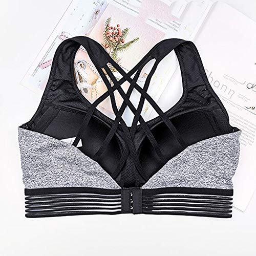 Mengmiao Mujer Sujetador Yoga Deportivo Chaleco con Relleno Imprimiendo Elástico Sujetadores Gris S