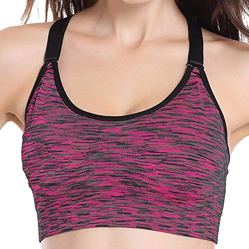 Mengmiao Mujer Sujetador Yoga Deportivo con Relleno Elástico Chaleco Imprimiendo Sujetadores Morado XL