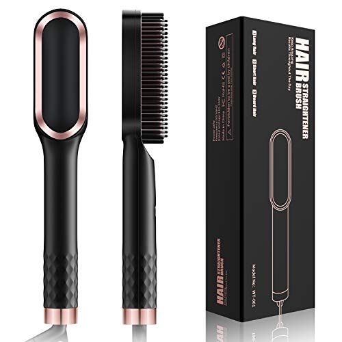 MENNYO Cepillo Alisador 3 Posiciones De Temperatura Plancha De Pelo 30 Segundos Ptc Calefacción Cerámica Apagado Automático Cepillo De Pelo Con Guantes Antiestáticos Resistentes Al CalorYDoble Voltaje