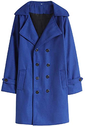 Mens Woolen Fashion Overcoat Slim Fit Double-Breasted Long Trench Coat,1,L