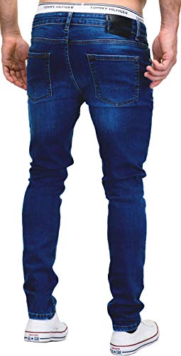 Merish 9148-2100 - Pantalones vaqueros, diseño ajustado, para hombre 9148 azul oscuro. 34W x 32L
