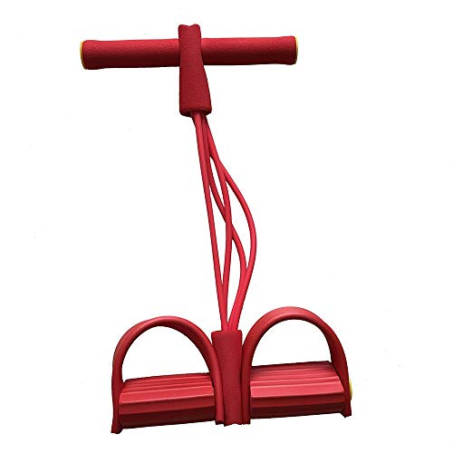 MEROURII Cinta De Resistencia con Pedales Cordón Elástico Bandas De Ejercicio De Resistencia para Fitness Adelgazar Tonificar Abdomen Cintura Piernas (Rojo)