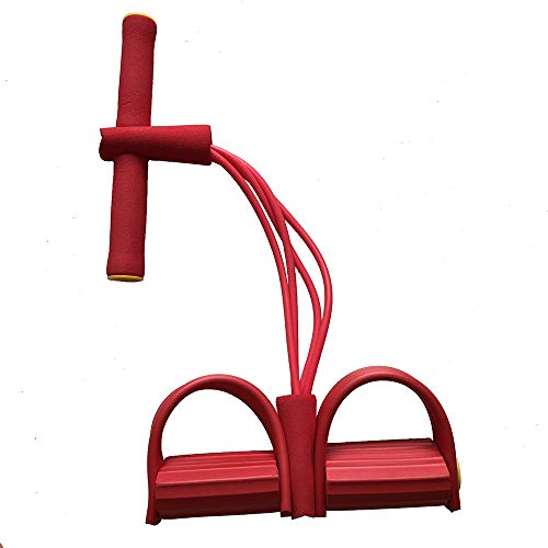 MEROURII Cinta De Resistencia con Pedales Cordón Elástico Bandas De Ejercicio De Resistencia para Fitness Adelgazar Tonificar Abdomen Cintura Piernas (Rojo)