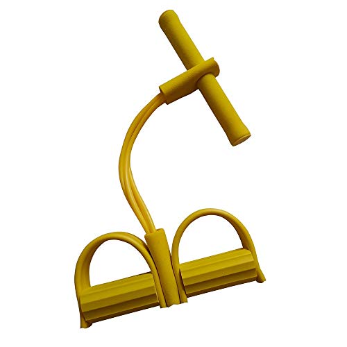 MEROURII Cinta De Resistencia con Pedales Cordón Elástico Bandas De Ejercicio De Resistencia para Fitness Adelgazar Tonificar Abdomen Cintura Piernas (Amarillo)