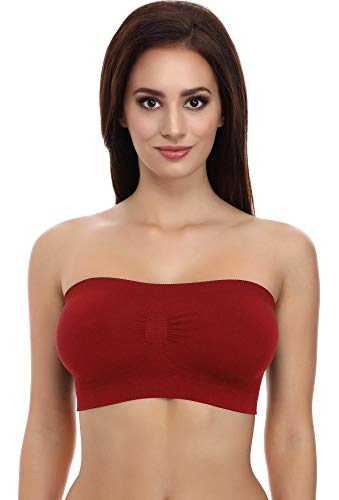 Merry Style Bandeau Top Deportivo Bra Sin Tirantes Ropa Verano Mujer 06 161(Rojo, M/L)