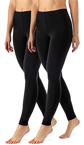 Merry Style Lote de 2 Leggins Largos Mallas Deportivas Mujer MS10-143 (Negro/Negro, M)