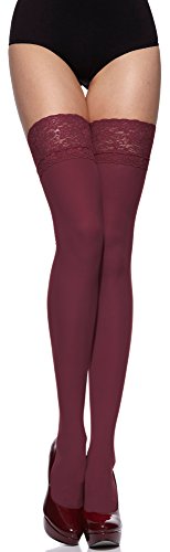 Merry Style Medias Autoadhesivas de Microfibra Lencería Sexy Mujer 40 DEN MSSSJ01 (Burdeos, 1/2 (32-38))